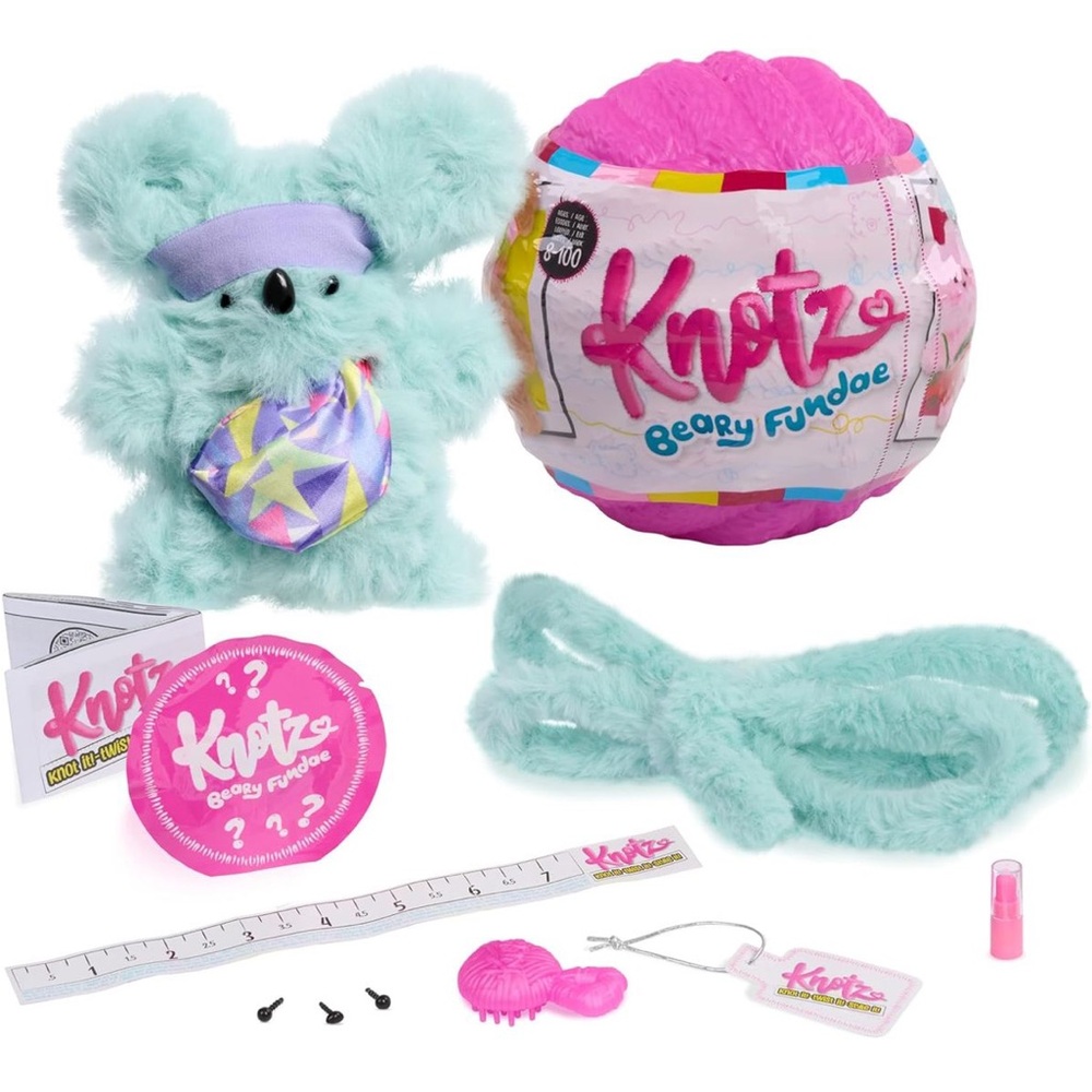 Just Play Knotz Beary Fundae 3 strips (9 balls total) Plush Suprise Ball NEW